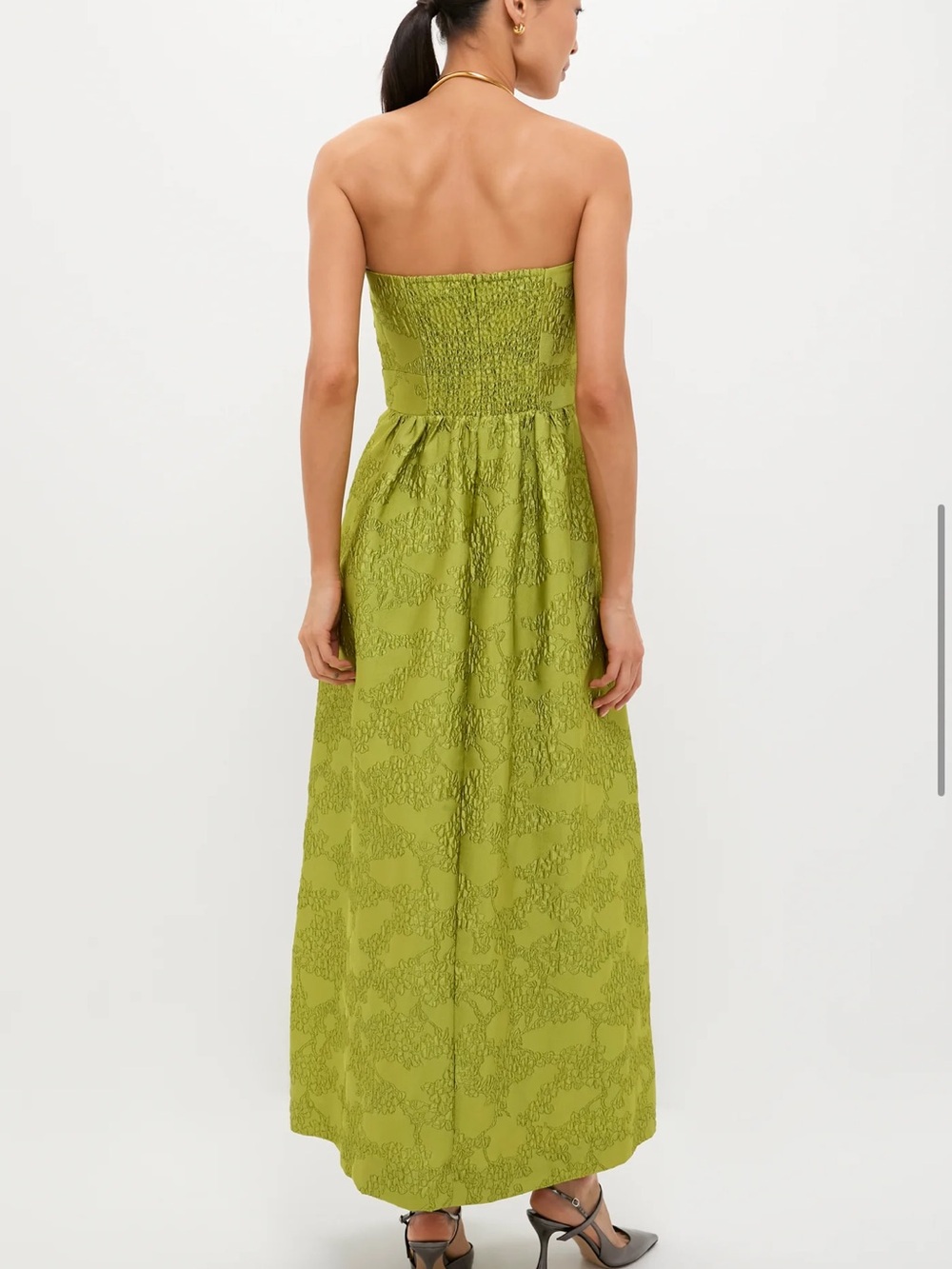 Tuckernuck Strapless Bow-Front Midi Dress in Chartreuse - Picture 3 of 6